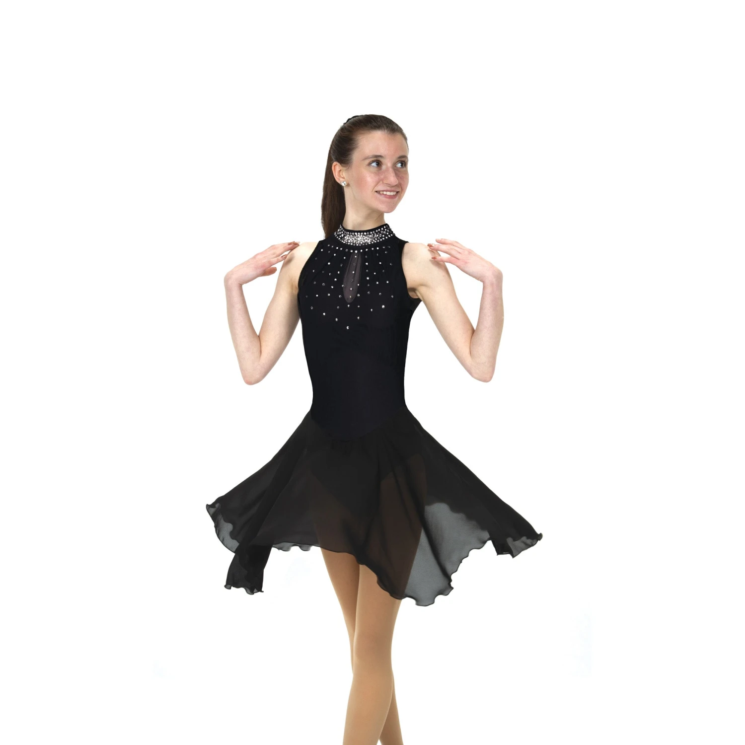 Solitaire Skatewear D22018 Keyhole Dance Dress, Plain Or With Crystals 3 Solitaire Skatewear D22018 Keyhole Dance Dress, Plain Or With Crystals