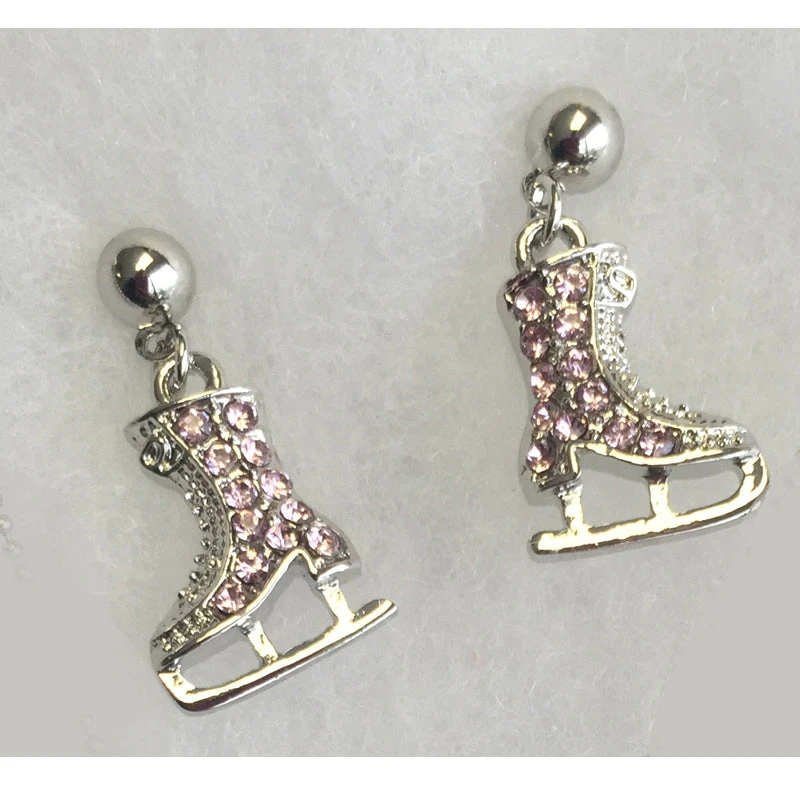 Petite Pink Rhinestone Ice Skating Earrings 3 Petite Pink Rhinestone Ice Skating Earrings