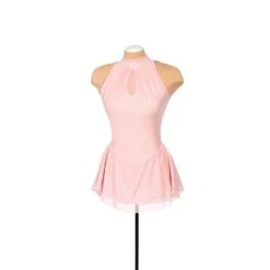 Solitaire Skatewear F22008P/R Mesh Keyhole Dress: Plain Or With Crystals 23 Solitaire Skatewear F22008P/R Mesh Keyhole Dress: Plain Or With Crystals -M & M Skatewear Shop F21005P Blush Pink Front