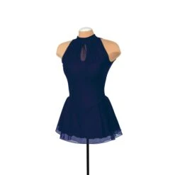Solitaire Skatewear F22008P/R Mesh Keyhole Dress: Plain Or With Crystals 26 Solitaire Skatewear F22008P/R Mesh Keyhole Dress: Plain Or With Crystals -M & M Skatewear Shop F21005P Navy Front