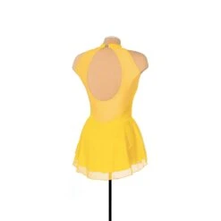 Solitaire Skatewear F22008P/R Mesh Keyhole Dress: Plain Or With Crystals 33 Solitaire Skatewear F22008P/R Mesh Keyhole Dress: Plain Or With Crystals -M & M Skatewear Shop F21005P Yellow Back