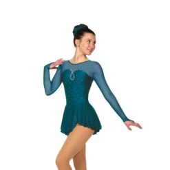 Solitaire Skatewear F22007R Sweetheart Dress: Light Loop Crystal Pattern 12 Solitaire Skatewear F22007R Sweetheart Dress: Light Loop Crystal Pattern -M & M Skatewear Shop F22007R Teal Front