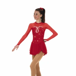 Solitaire Skatewear F22007R Sweetheart Dress: Light Loop Crystal Pattern 14 Solitaire Skatewear F22007R Sweetheart Dress: Light Loop Crystal Pattern -M & M Skatewear Shop F22007RRedFront