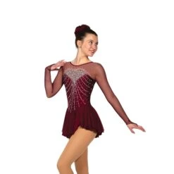 Solitaire Skatewear F22007S Sweetheart Dress: Super Crystals Version 11 Solitaire Skatewear F22007S Sweetheart Dress: Super Crystals Version -M & M Skatewear Shop F22007S Wine Front