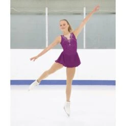 Solitaire Skatewear F22012R Fancy Cutwork Dress With Crystals