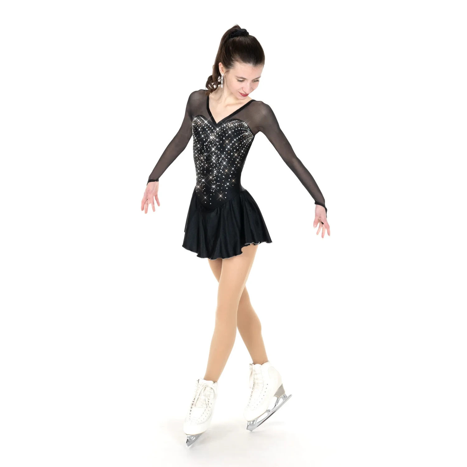 Solitaire Skatewear F25003 Locket Back Dress, Plain OR With Crystals 3 Solitaire Skatewear F25003 Locket Back Dress, Plain OR With Crystals