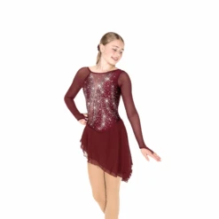Solitaire Skatewear F25018 Swoosh Dress, Plain OR With Crystals -M & M Skatewear Shop F25018Rwinefront 2025