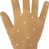 Skin-tone Fitted Gloves With Crystals