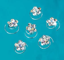 Rhinestone Hair Coil Flowers