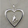 Ice Skate Inside Heart Pendant Necklace