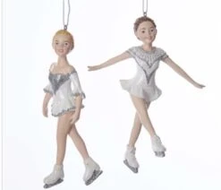 Silver And White Ice Skater Ornament