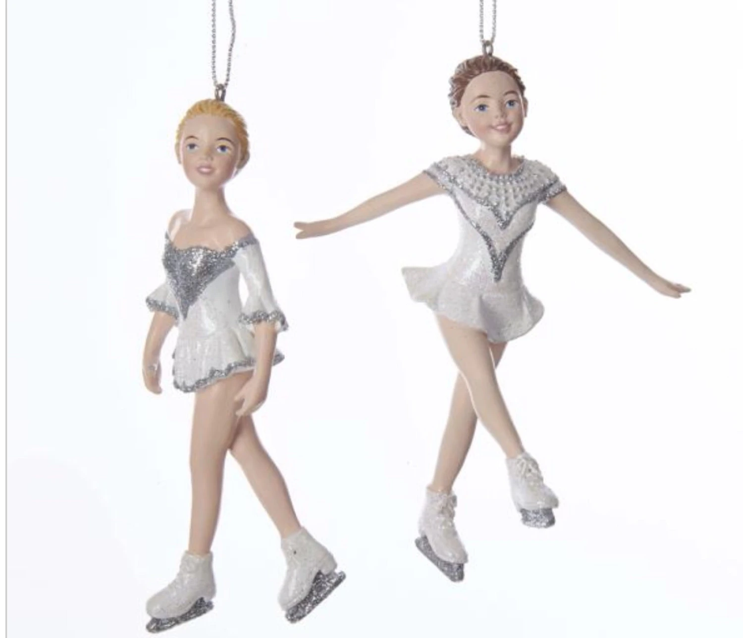 Silver And White Ice Skater Ornament 3 Silver And White Ice Skater Ornament